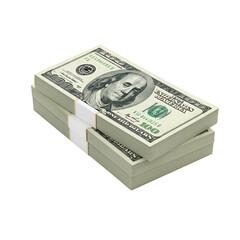 3D Illustration of Stack of One Hundred Dollar Bills Isolated on Transparent Background