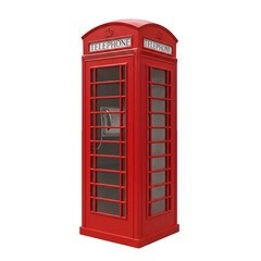 Obraz premium 3D Illustration of a Red British Telephone Booth Isolated on Black