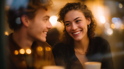 Evening Reflections of Friendship Over Cappuccinos in a Café