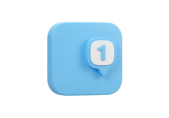 3D Illustration One New Message Notification Icon