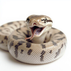 Fototapeta premium Close-up of a python snake showcasing its scales, tongue, and exotic patterns in nature