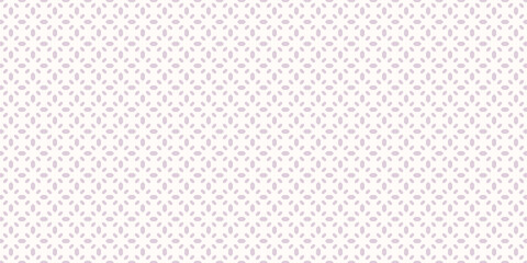 Simple minimalist background. Vector geometric seamless pattern with small diamond shapes, gems, flowers. Subtle white and lilac color abstract texture. Elegant minimal repeated design for print, wrap