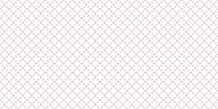 Simple minimalist background. Vector geometric seamless pattern with small diamond shapes, gems, flowers. Subtle white and lilac color abstract texture. Elegant minimal repeated design for print, wrap