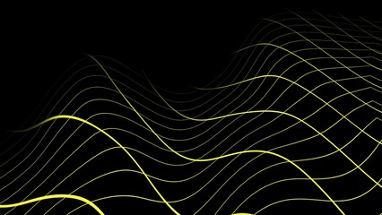 Curving yellow lines that twist in black space background.