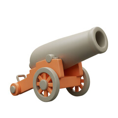 3D Illustration of Cream and Orange Cannon on Transparent Background
