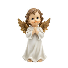 Fototapeta premium 3D Praying Angel Figurine Isolated With Gold Wings