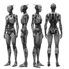 3D Illustration of Female Robot Posing on Black