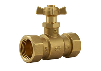 3D Realistic Brass Valve Isolated on Transparent Background