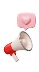 3D Illustration of Red Megaphone With Pink Heart
