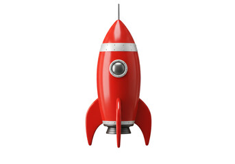 3D Illustration of Red Rocket on Transparent Background
