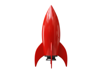 3D Red Rocket Illustration on Transparent Background
