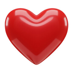 3D Illustration of Glossy Red Heart on Transparent Background