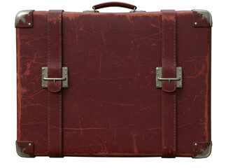 3D Illustration of Vintage Red Leather Suitcase