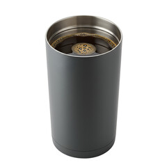 3D Illustration of Grey Metal Coffee Mug With Transparent Background