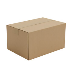 3D Realistic Closed Cardboard Box on Transparent Background