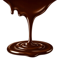 3D Illustration of Liquid Dark Chocolate Pouring and Dripping with Transparent Background