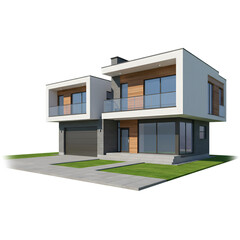 Fototapeta premium 3D Illustration of Modern Two-Story House Isolated