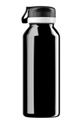 black matte metal sports bottle with a background