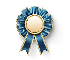 Award ribbon in blue with gold accents on a background