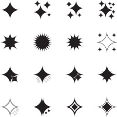 Flat Outlined Sparkle Icon set Design.