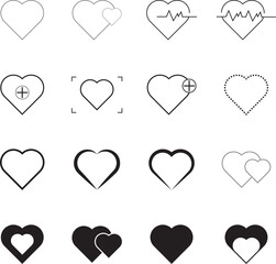 Heart Sign Of Love and Romance Icon Design Set. Heart Icon Design Set.