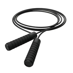 3D Illustration of Black Jump Rope on Transparent Background