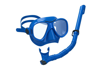 3D Illustration of Blue Diving Mask and Snorkel