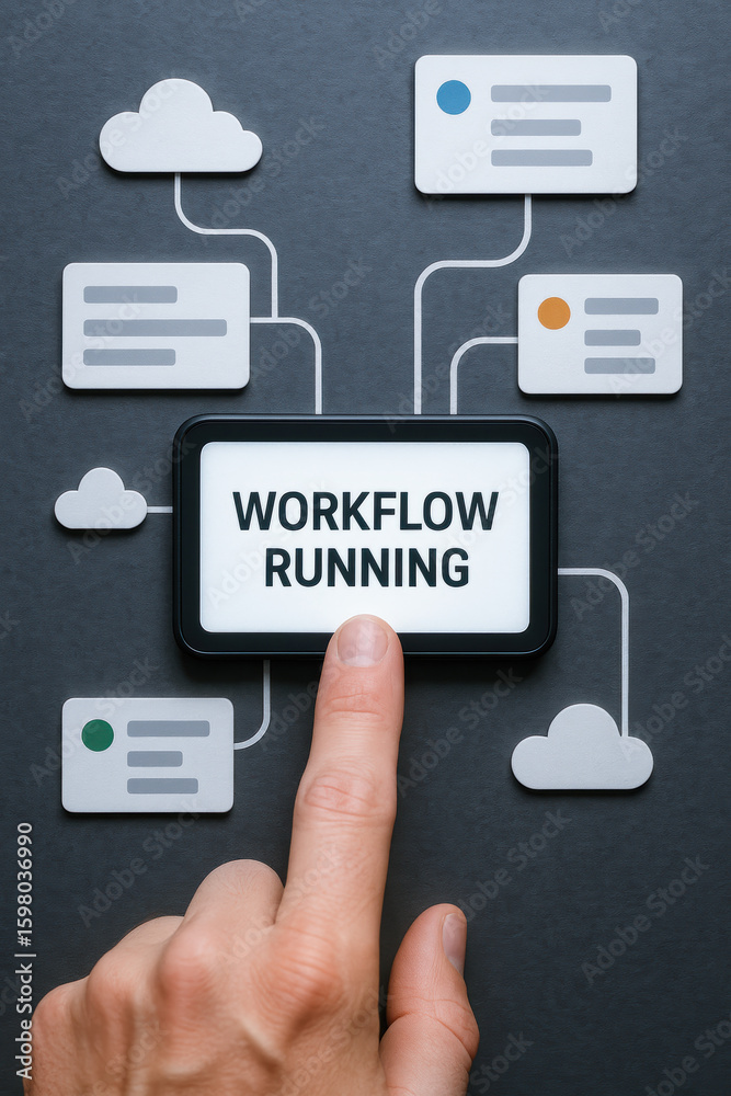 Poster workflow and running process smooth automation and technology management in a digital touchscreen in