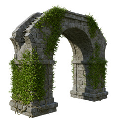 3D Realistic Ivy Covered Stone Arch