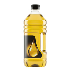 3D Realistic Oil Bottle on Isolated Background With Label