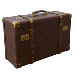 3D Illustration of Vintage Brown Leather Suitcase