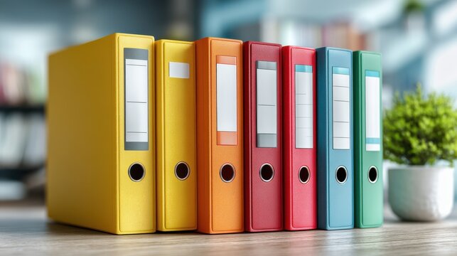 Employee file folders for hr management jobs on desk in bright office environment