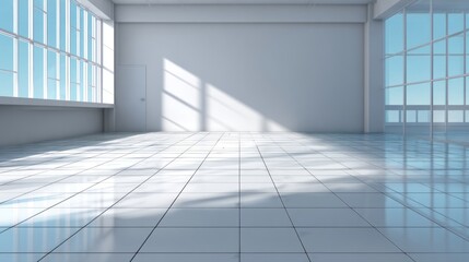 Obraz premium Empty modern minimalist room with large windows