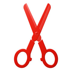 3D Red Scissors Isolated on Transparent Background