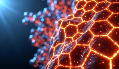 Illuminated Hexagonal Structure with Bokeh Background