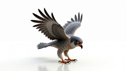 Obraz premium Detailed illustration of a peregrine falcon in flight.