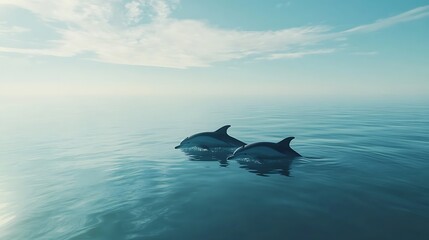 Fototapeta premium Digital art of dolphins in playful pose high resolution picture