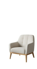 Fototapeta premium 3D Realistic Beige Upholstered Armchair with Wood Legs PNG