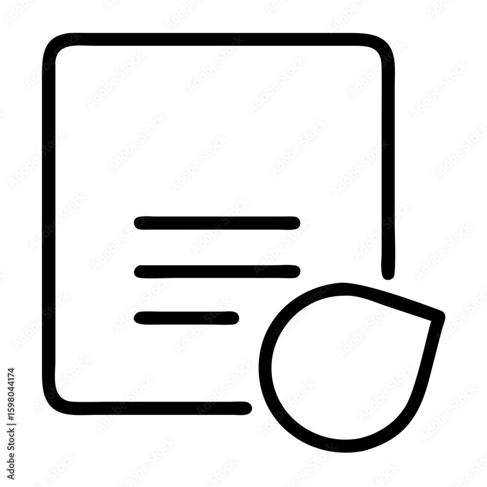Fototapete document with lines and a water droplet icon representing a file with a liquid or fluid element pres