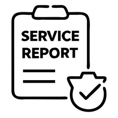 Service report document with check mark indicating completion on a white background illustration icon