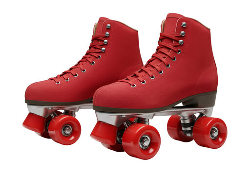 3D Render Red Roller Skates on Black Background