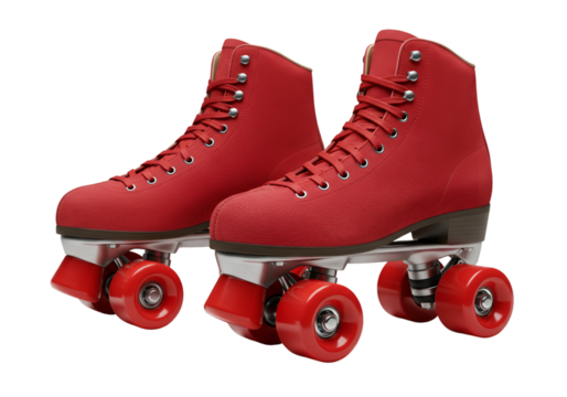 3D Render Red Roller Skates on Black Background