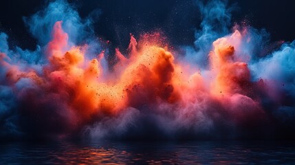 Fototapeta premium Abstract Smoke Particle Effect Background with Dynamic Gradient Colors and Fluid Art, Digital Design Asset for Advertising Posters and Web Banners