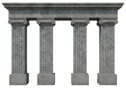 3D Render of Four Classic Stone Columns Isolated