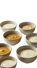 Assorted Sauces and Dips in Bowls on Transparent Background