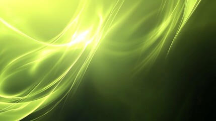 Abstract Light Green Energy Waves Flowing with Dark Background Effect