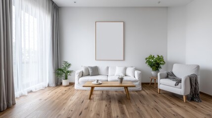 Fototapeta premium Light-filled modern living room interior