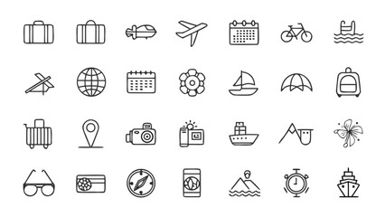 travel icons set with white background.