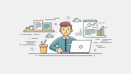 Remote Work and Productivity Vector Illustrations – Office and Freelance Professionals