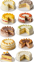 Assortment of Delicious Cakes Isolated Collection Photo